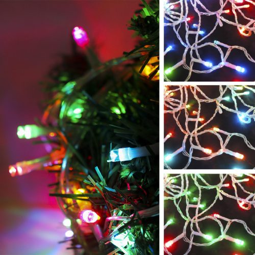 Xmas füzér kültéri 100LED 13m RGB vezeték színe zöld